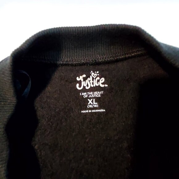 Justice Girls Black "Finding My Peace" Graphic  crewneck sweatshirtTop XL 16/18 - Picture 6 of 9